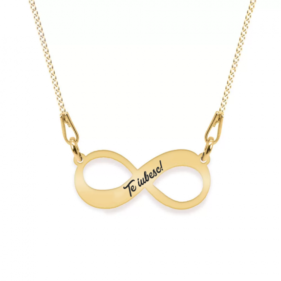 Colier argint infinit 20 mm - personalizata cu text - placat cu aur galben de 24 karate Colier argint infinit 20 mm - personalizata cu text - placat cu aur galben de 24 karate